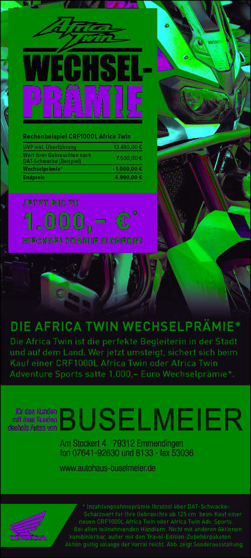 DIE AFRICA TWIN WECHSELPRÄMIE*