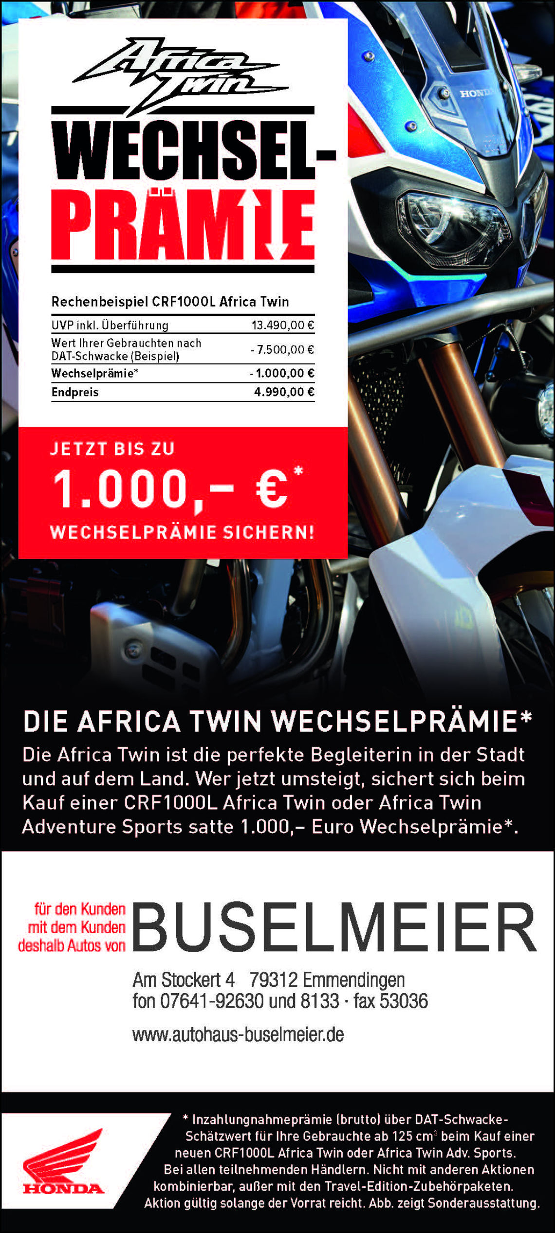 DIE AFRICA TWIN WECHSELPRÄMIE*